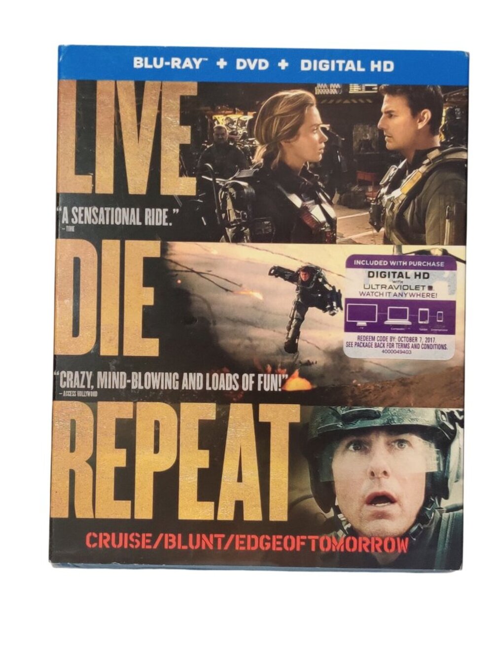 Edge of Tomorrow Live Die Repeat Blu-ray DVD Digital HD SEALED Tom Cruise Sci Fi